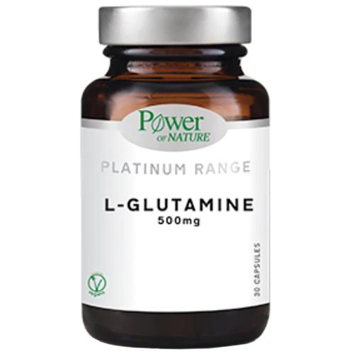 Power of Nature Platinum Range L-Glutamine 500 mg Συμπλήρωμα Διατροφής με L-γλουταμίνη για την Ανάκαμψη & Αποκατάσταση του Οργανισμού​​​​​​​ 30veg.caps